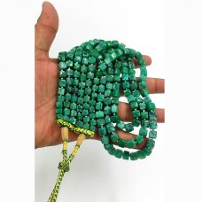 Emerald beryl box beads necklace 3 Layered Handmade Gemstone Beaded Necklace